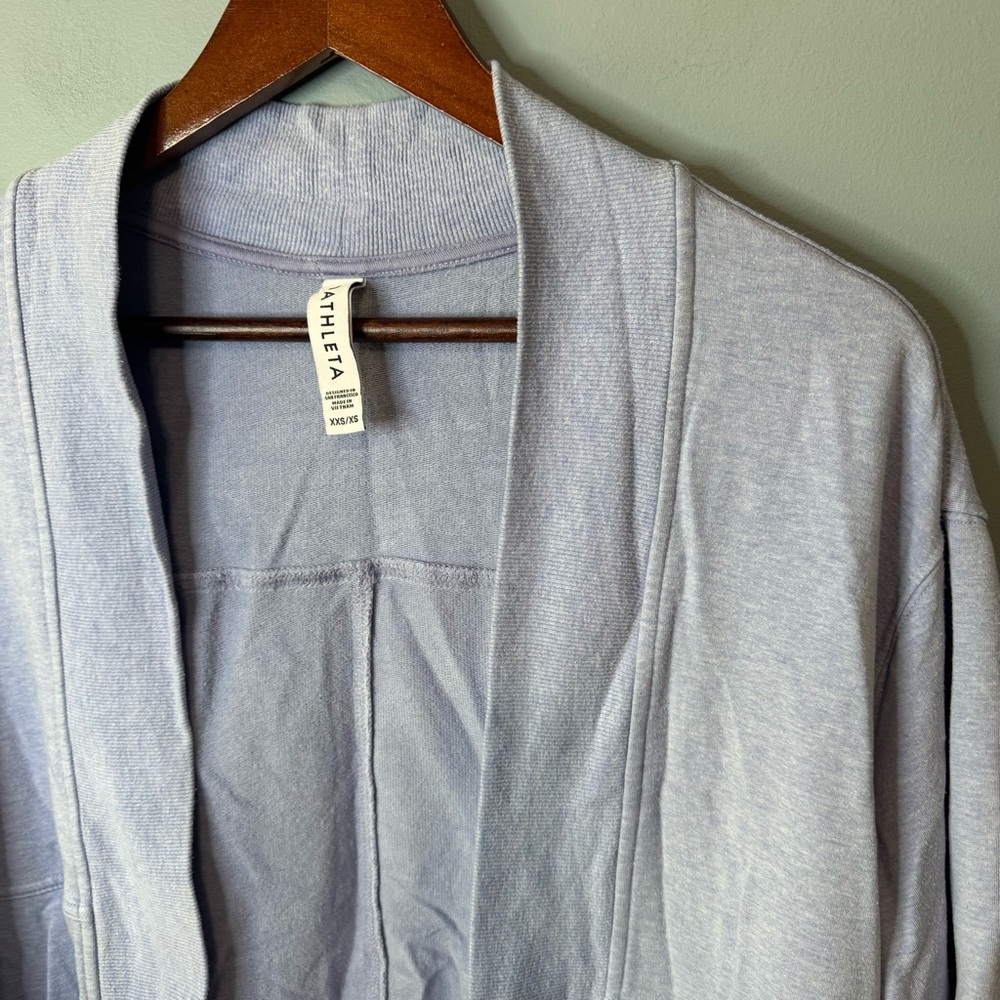 Athleta Lotus Textured Wrap Cardigan Light Blue Open Shrug. XXS/XS - Picture 5 of 11